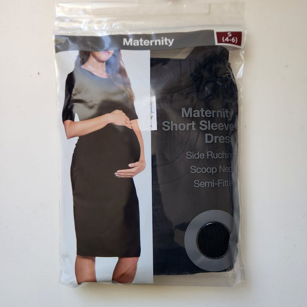 Time and Tru Black Maternity Short Sleeve Dress Size SMALL (4-6)
